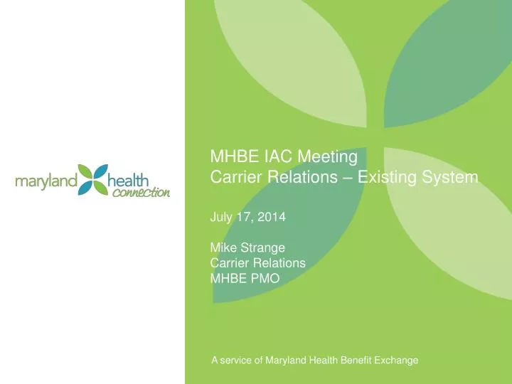 mhbe iac meeting carrier relations existing system