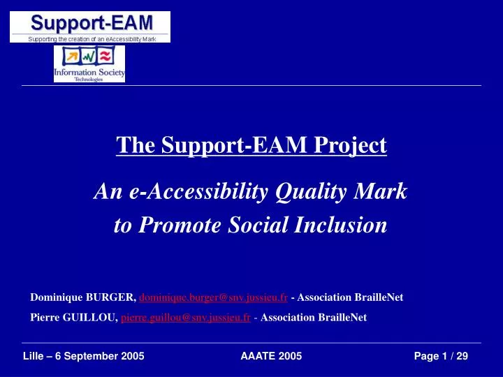 the support eam project an e accessibility quality mark to promote social inclusion
