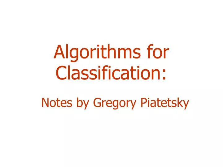 algorithms for classification