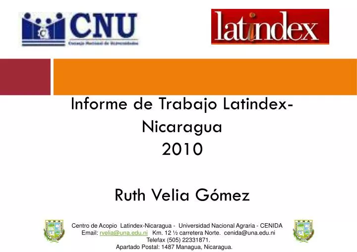 informe de trabajo latindex nicaragua 2010 ruth velia g mez