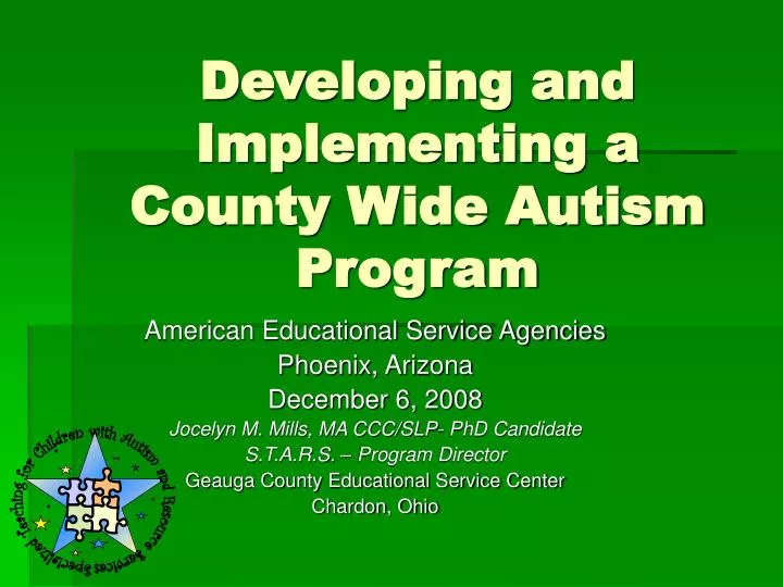 developing and implementing a county wide autism program