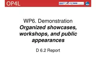 WP6. Demonstration Organized showcases, workshops, and public appearances