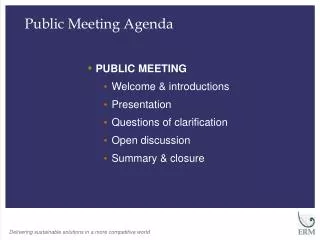 Public Meeting Agenda