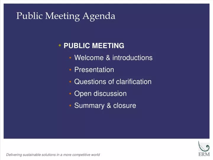 public meeting agenda