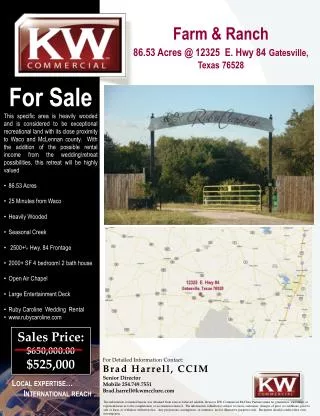 Farm &amp; Ranch 86.53 Acres @ 12325 E. Hwy 84 Gatesville, Texas 76528