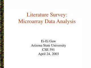 Literature Survey: Microarray Data Analysis