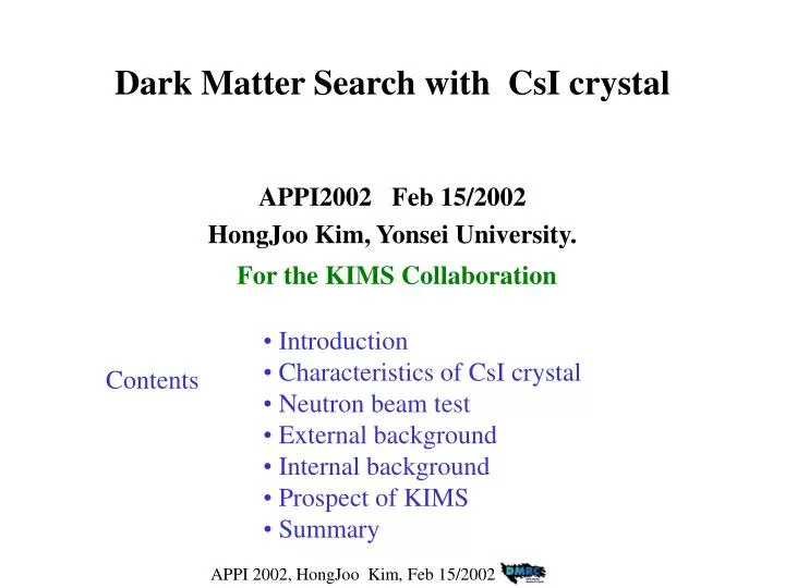 dark matter search with csi crystal