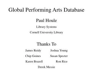 Global Performing Arts Database