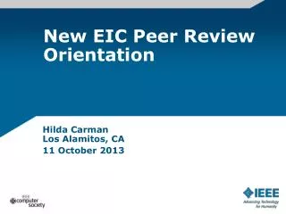 New EIC Peer Review Orientation