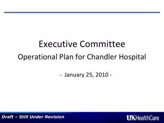 Executive Committee Operational Plan for Chandler Hospital - January 25, 2010 -