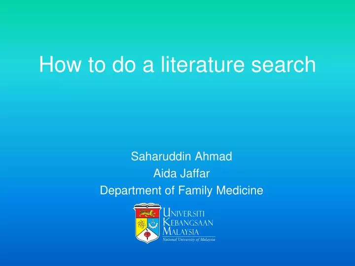 how to do a literature search