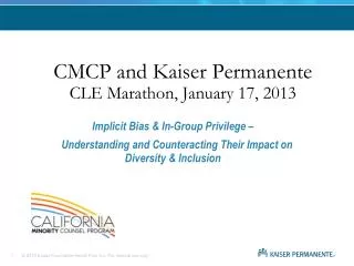 CMCP and Kaiser Permanente CLE Marathon, January 17, 2013
