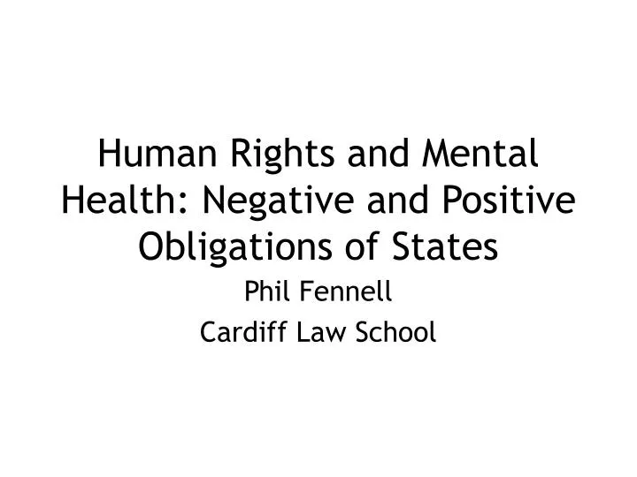 human rights and mental health negative and positive obligations of states