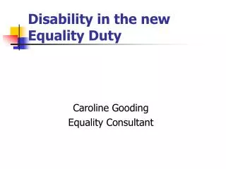 Disability in the new Equality Duty