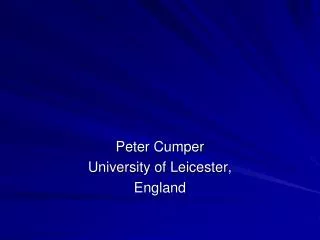 Peter Cumper University of Leicester, England