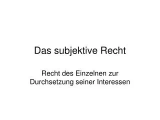 das subjektive recht