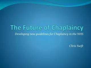 The Future of Chaplaincy