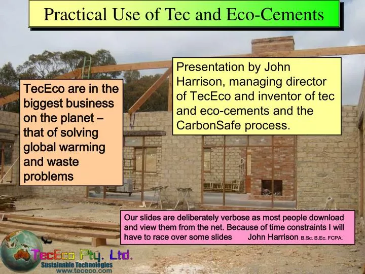 practical use of tec and eco cements