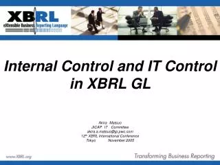 Internal Control and IT Control in XBRL GL