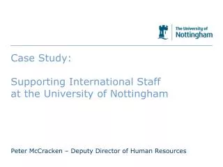 Case Study: Supporting International Staff at the University of Nottingham