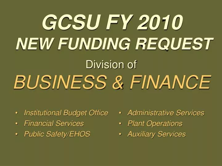 gcsu fy 2010 new funding request