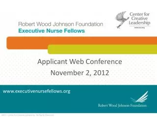 Applicant Web Conference November 2, 2012