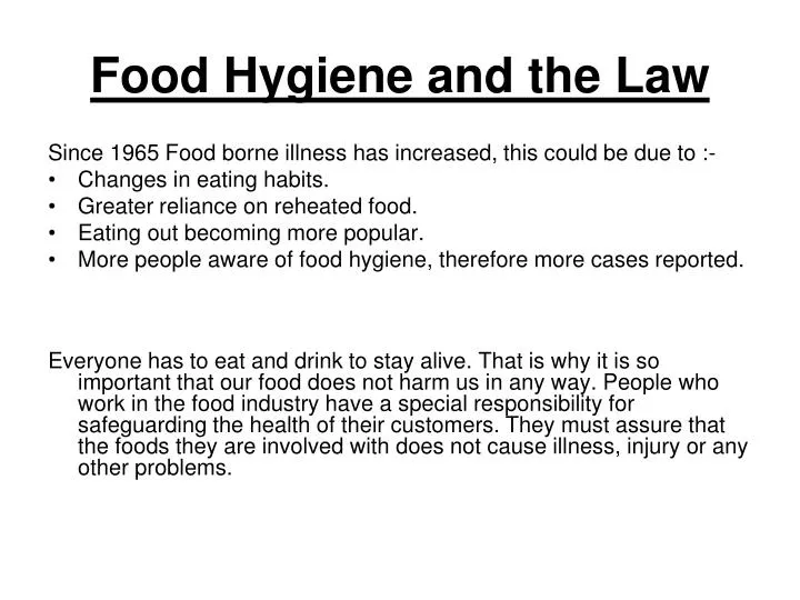 food hygiene and the law