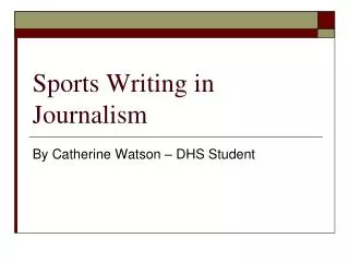Sports Writing in Journalism