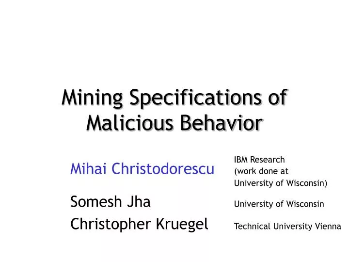 mining specifications of malicious behavior