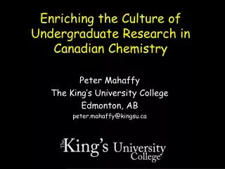 Enriching the Culture of Undergraduate Research in Canadian Chemistry