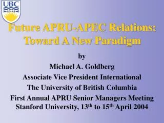 Future APRU-APEC Relations: Toward A New Paradigm