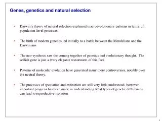 Genes, genetics and natural selection