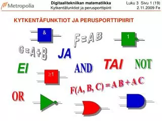 kytkent funktiot ja perusporttipiirit