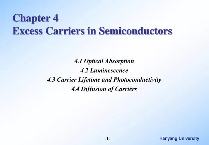 chapter 4 excess carriers in semiconductors