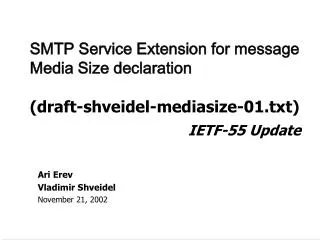 SMTP Service Extension for message Media Size declaration (draft-shveidel-mediasize-01.txt)