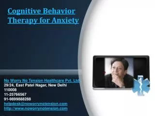 Cognitive Behavior Therapy for Anxiety