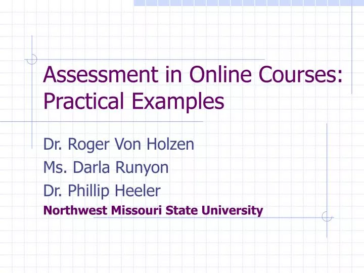 assessment in online courses practical examples