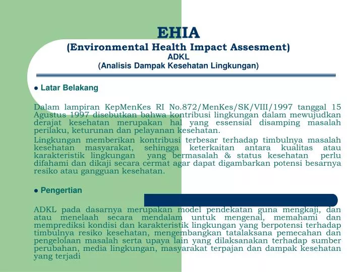 ehia environmental health impact assesment adkl analisis dampak kesehatan lingkungan