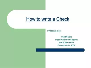 How to write a Check