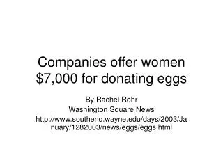 Companies offer women $7,000 for donating eggs