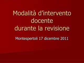 modalit d intervento docente durante la revisione