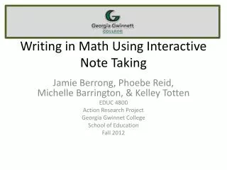 Writing in Math Using Interactive Note Taking