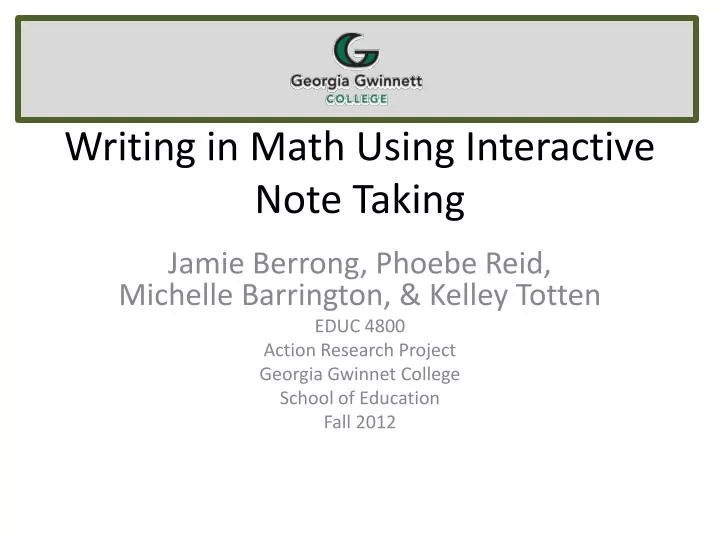writing in math using interactive note taking