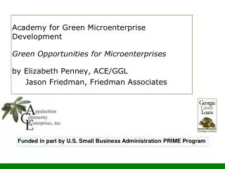 Academy for Green Microenterprise Development Green Opportunities for Microenterprises