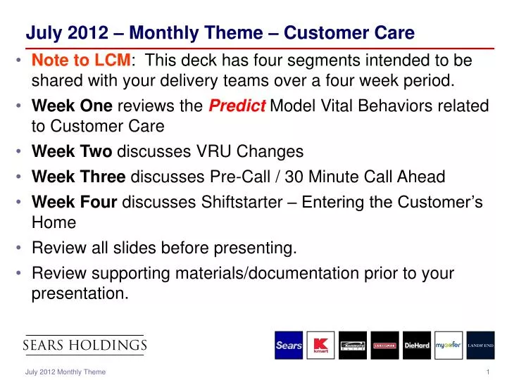 july 2012 monthly theme customer care