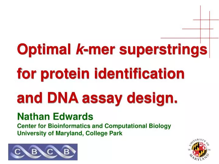 optimal k mer superstrings for protein identification and dna assay design