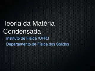 teoria da mat ria condensada