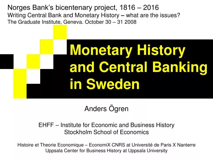 monetary history and central banking in sweden