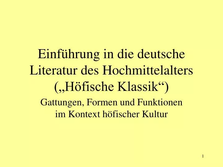 einf hrung in die deutsche literatur des hochmittelalters h fische klassik