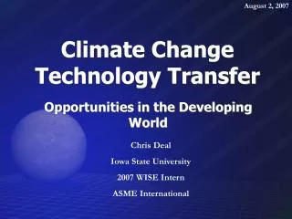 Climate Change Technology Transfer